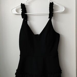 Fit and flare molded cup black flirty dress, size junior medium, stretchy strap